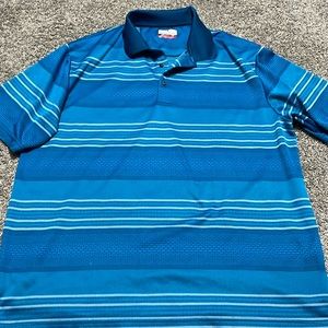 Grand Slam Golf Polo Men’s XXLT Ocean‎ Blue striped DriFit athletic lightweight